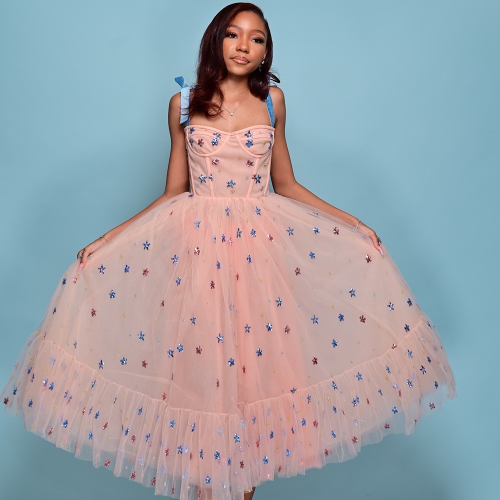 LIRIKA MATOSHI PINK SKY MIDI DRESS